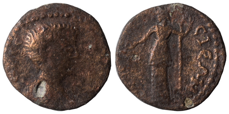 MESSENIA. Kyparissia. Caracalla, 198-217. Assarion (bronze, 4.06 g, 21 mm). Drap...