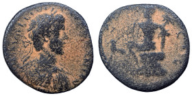 Corinthia. Corinth. Caracalla, 198-217. Ae (bronze, 5.42 g, 25 mm). Laureate head right. Rev. Uncertian deity seated left. Fine.
