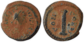 Anastasius I, 491-518. Decanummium (bronze, 2.13 g, 16 mm), Constantinople. D N ANASTASIVS P P AVG, diademed, draped and cuirassed bust to right. Rev....