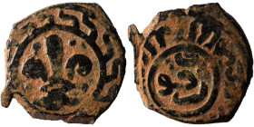 Mamluks. Fals (bronze, 2.45 g, 18 mm). Stylized fleur-de-lis flanked by four pellets. Rev. Arabic legend. Nearly very fine.
