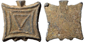 WEIGHT, Greek-Roman. Weight of 4 Drachms (Tetradrachm) (lead, 16.64 g, 30x28 mm), Levantine region, circa 2nd century BC to 2nd century AD. Large Δ wi...