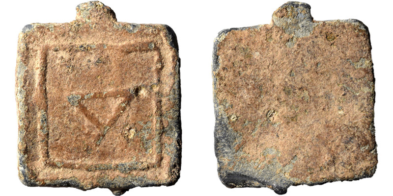 WEIGHT, Greek-Roman. Weight of 4 Drachms (Tetradrachm) (lead, 17.13 g, 32x28 mm)...
