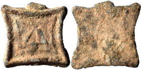 WEIGHT, Greek-Roman. Weight of 4 Drachms (Tetradrachm) (lead, 13.22 g, 27x26 mm), Levantine region, circa 2nd century BC to 2nd century AD. Large Δ wi...