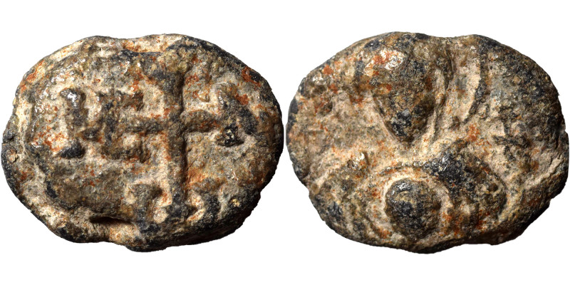 Byzantine lead seal. Uncertain, circa 6-7th century (lead, 5.14 g, 18 mm). Facin...