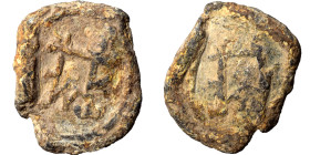 Roman or Byzantine lead seal, circa 5-6th century (lead, 7.06 g, 20 mm). Monogram. Rev. Monogram. Fine.