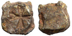 Crusaders lead seal, uncertain, circa 11-13th century (lead, 5.05 g, 14x14 mm). Knights templars cross. Rev. Blank. Very fine.