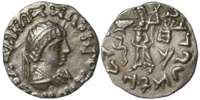 BAKTRIA. Indo-Greek Kingdom. Zoilos II Soter, circa 65-55 BC. Drachm (silver, 2.32 g, 17 mm). Diademed and draped bust right. Rev. Athena Alkidemos ad...