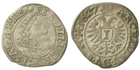 Habsburg. Ferdinand II, 1619-1637. 1 Kreuzer, (silver, 0.93 g, 16 mm), 1627. FERD II D G R (star) I S A G H B RE. Rev. Crowned imperial eagle with val...