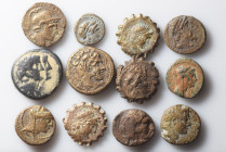 12 Ancient Greek coins. F-VF. As seen, no return.