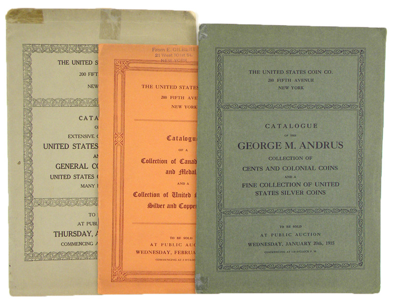 United States Coin Company. NUMISMATIC AUCTION CATALOGUES. New York, 1912–1917. ...