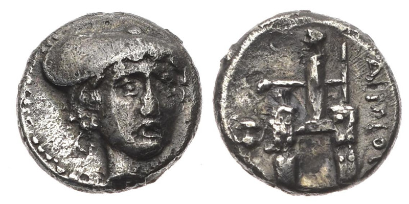 Thrace, Ainos. AR Drachm, 2.95 g 15.13 mm. Circa 357-342/1 BC.
Obv: Head of Herm...