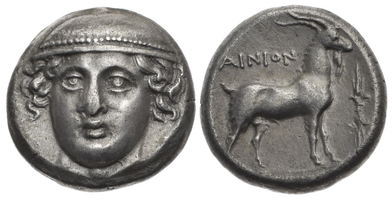Thrace, Ainos. AR Tetradrachm, 15.38 g 24.14 mm. Circa 368/367-358/357 BC.
Obv:...
