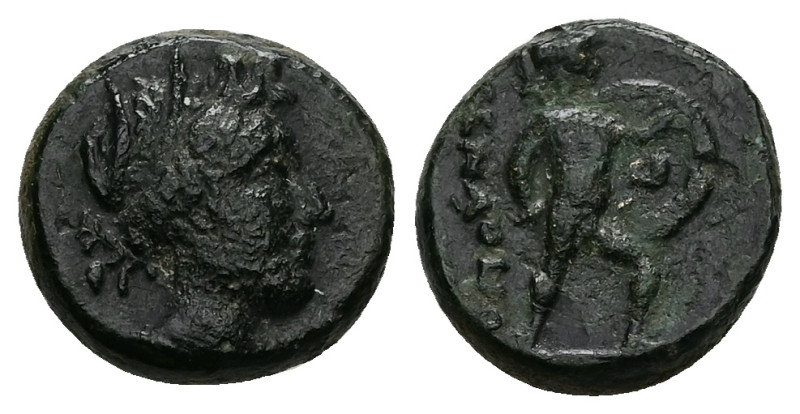 Lokris, Opuntia. Ae, 4.23 g 14.88 mm. 4th century BC. 
Obv: Head of Persephone o...