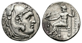 Kings of Macedon, Alexander III 'the Great', AR Drachm, 3.83 g 18.93 mm. 336-323 BC. Uncertain mint in Macedon or Greece.
Obv: Head of Herakles right,...