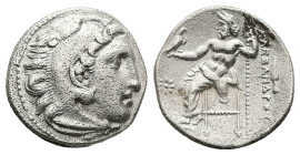 Kings of Macedon, Alexander III 'the Great', AR Drachm, 4.33 g 17.86 mm. 336-323 BC. Kolophon.
Obv: Head of Herakles right, wearing lion skin.
Rev: AΛ...