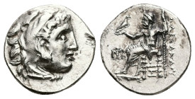 Kings of Macedon, Alexander III 'the Great', AR Drachm, 4.39 g 18.40 mm. 336-323 BC. Abydos.
Obv: Head of Herakles right, wearing lion skin.
Rev: AΛΕΞ...