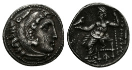 Kings of Macedon, Alexander III ‘the Great’. 336-323 BC. AR Drachm, 4.20 g 18.40 mm. Kolophon mint. Struck under Philip III, circa 322-317 BC. 
Obv: H...