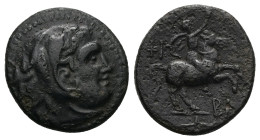 Kings of Macedon, Philip III Arrhidaeus, Ae, 5.76 g 20.21 mm. 323-317 BC. Uncertain mint in Macedon.
Obv: Head of Herakles right, wearing lion's skin ...