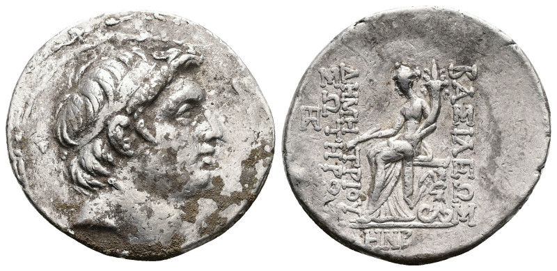 Seleukid Kingdom, Demetrios I Soter. AR Tetradrachm, 16.85 g 33.90 mm. Circa155-...