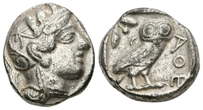 Attica, Athens. AR Tetradrachm, 17.82 g 23.78 mm. Circa 454-404 BC.
Obv: Helmete...