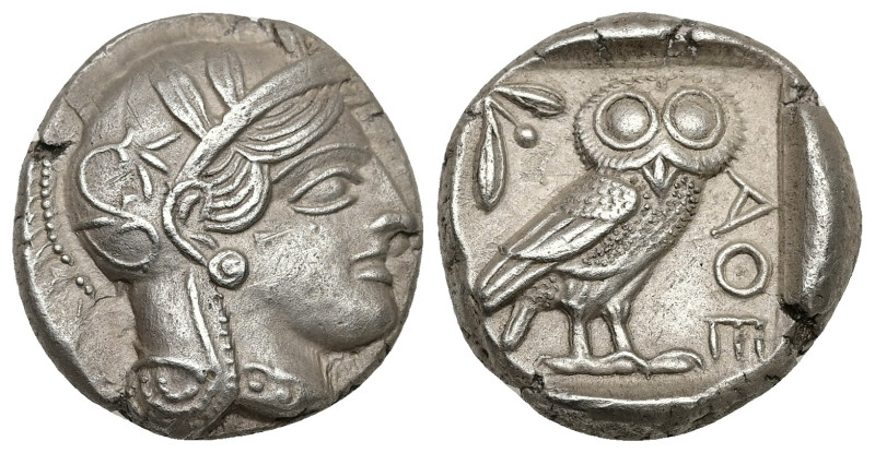 Attica, Athens. AR Tetradrachm, 16.93 g 23.72 mm. Circa 454-404 BC.
Obv: Helmete...