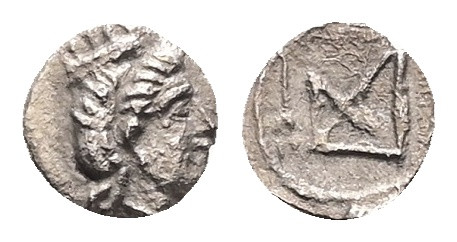 Cyprus, Salamis? AR Tetartemorion, 0.16 g 6.72 mm. Circa 351-332 BC. 
Obv: Turre...