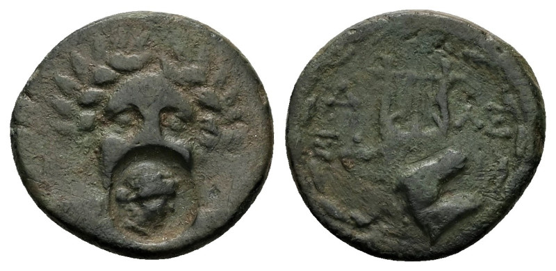 Troas, Alexandreia. Ae, 4.14 g 19.35 mm. Circa 164-135 BC.
Obv: Laureate head of...