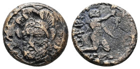 Troas, Ophrynion. Ae Tetrachalkon, 5.79 g 18.75 mm. Circa 350-300 BC. 
Obv: Bearded, head of Hector facing, turned slightly to the left, wearing tripl...