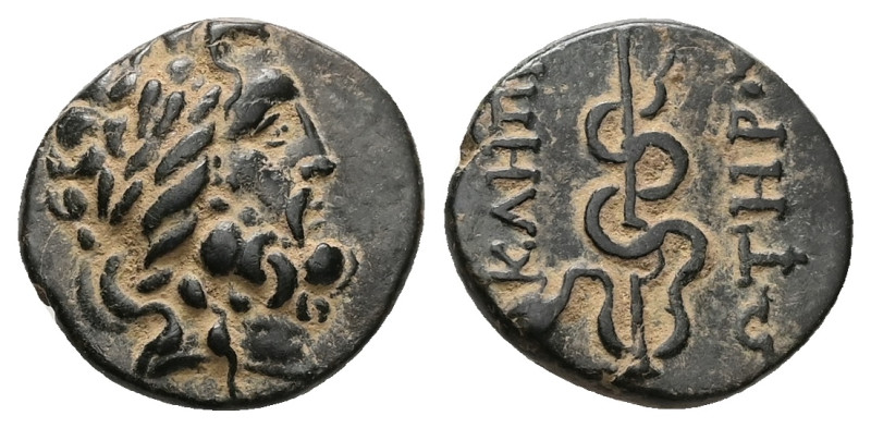 Mysia, Pergamon. Ae, 3.52 g 16.63 mm. Circa 133-27 BC.
Obv: Laureate head of Ask...