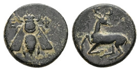 Ionia, Ephesos. Ae, 2.13 g 13.77 mm. Circa 390-380 BC.
Obv: Ε - Φ. Bee.
Rev: Forepart of stag right, head left.
Ref: SNG Copenhagen 244; SNG Kayhan –
...