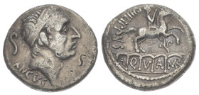 L. Marcius Philippus, 57 BC. AR, Denarius. 3.90 g. 16.92 mm. Rome.
Obv: ANCVS. Head of Ancus Marcius, right, wearing diadem.
Rev: PHILIPPVS, AQVA MARC...