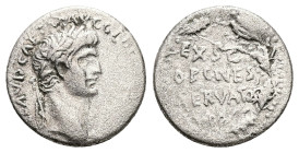 Claudius, AD 41-54. AR, Denarius. 3.01 g. 17.10 mm. Rome.
Obv: [TI CL]AVD CAESAR AVG GER[M P M TR P]. Head of Claudius, laureate, right.
Rev: EX SC OB...