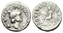 Vespasian, AD 69-79. AR, Denarius. 3.18 g. 18.41 mm. Rome.
Obv: [IMP] CAESAR VESPASIANVS AVG. Head of Vespasian, laureate, right
Rev: COS ITER TR POT....