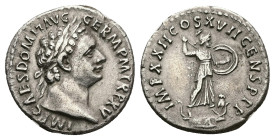 Domitian, AD 81-96. AR, Denarius. 3.35 g. 18.66 mm. Rome.
Obv: IMP CAES DOMIT AVG GERM P M TR P XV. Head of Domitian, laureate, right.
Rev: IMP XXII C...