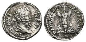 Septimius Severus, AD 193-211. AR, Denarius. 3.22 g. 18.91 mm. Rome.
Obv: SEVERVS PIVS AVG. Head of Septimius Severus, laureate, right.
Rev: PART MAX ...