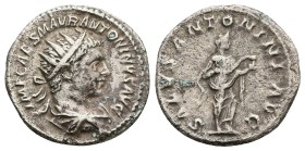 Elagabalus, AD 218-222. AR, Antoninianus. 5.06 g 22.35 mm. Rome,
Obv: IMP CAES M AVR ANTONINVS AVG. Radiate, draped and cuirassed bust of Elagabalus,...