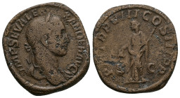 Severus Alexander, 222-235 AD. AE, Sestertius. 22.30 g. 30.18 mm. Rome.
Obv: IMP SEV ALEXANDER AVG. Head of Severus Alexander, laureate, right.
Rev: P...