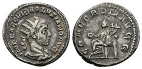 Volusian, AD 251-253. AR, Antoninianus. 3.99 g. 22.39 mm. Rome.
Obv: IMP CAE C VIB VOLVSIANO AVG. Bust of Volusian, radiate, draped, cuirassed, right....