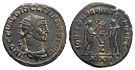 Diocletian, AD 284-305. AE, Antoninianus. 3.33 g. 20.76 mm. Antiochia.
Obv: IMP C C VAL DIOCLETIANVS P F AVG. Bust of Diocletian, radiate, draped, cui...
