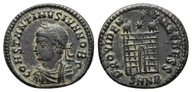 Constantine II as Caesar, AD 316-337. AE, Follis. 2.50 g. 20.06 mm. Rome.
Obv: CONSTANTINVS IVN NOB C. Bust of Constantine II, laureate, draped, cuira...