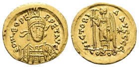 Leo I, AD 457-474. Gold, Tremissis. 4.42 g. 20.39 mm. Constantinople.
Obv: D N LEO PERPET AVG. Bust of Leo I, helmeted, pearl-diademed, cuirassed, fac...