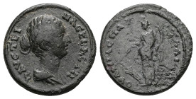 Thrace, Pautalia. Faustina II, AD 147-175. AE. 5.45 g. 21.47 mm. 
Obv: ΦΑVϹΤΕΙΝΑ ϹΕΒΑϹΤΗ. Draped bust of Faustina II, right.
Rev: ΟVΛΠΙΑϹ ΠΑVΤΑΛΙΑϹ. T...