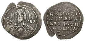 Michael VII Ducas, AD 1071-1078. 2/3 Miliaresion. 1.31 g. 20.62 mm. Constantinople.
Obv: MP - ΘV. Bust of the Virgin orans with medallion of Christ be...