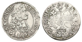 Austria. Holy Roman Empire. Leopold I, AD 1658-1705. AR, 3 Kreuzer. 1.39 g. 20.19 mm.
Obv: LEOPOLDVS D G R I (3) S A G H B R. Leopold I of Habsburg fa...