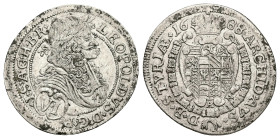 Austria. Holy Roman Empire. Habsburg. Leopold I, AD 1658-1705. AR, 6 Kreuzer. 2.83 g. 26.62 mm.
Obv: LEOPOLDVS D G R (VI) I S A G H B R. Laureate, dra...
