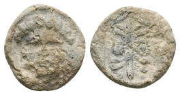 PB Roman provincial. Asia Minor. Lead tessera (AD 1st–3rd centuries).
Obv: Facing head of Medusa.
Rev: Thunderbolt.
Weight: 3.43 g.
Diameter: 14.88 mm...