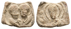PB Early Byzantine lead tessera (AD 5th–6th centuries).
Obv: Two haloed busts, presumably Saints Peter and Paul.
Rev: Facing bust of a Saint.
Weigh...