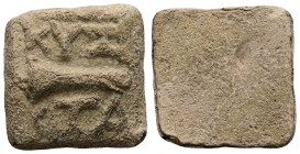 PB Mysia, Cyzicus. Stater weight (1st century BC–2nd century AD)
Square in form, rounded corners. On the face, torch, l.; above, ethnic: KYZI; below,...