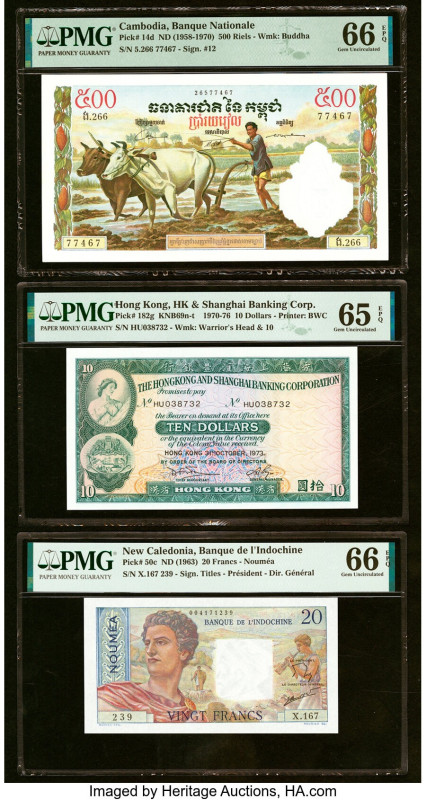 Cambodia Banque Nationale du Cambodge 500 Riels ND (1958-1970) Pick 14d PMG Gem ...