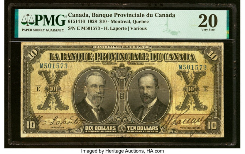 Canada Montreal, PQ- Banque Provinciale du Canada $10 1.8.1928 Ch.# 615-14-16 PM...